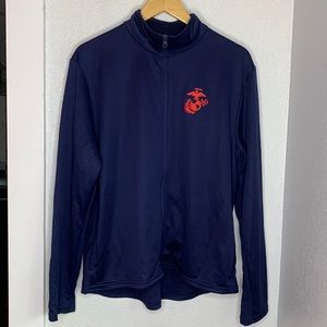 Marines blue red logo full zip tracksuit windbreaker jacket pockets size Medium